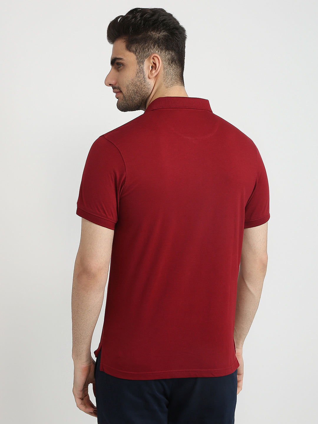 Parx Men Maroon Solid Regular Fit Cotton Blend T-Shirt