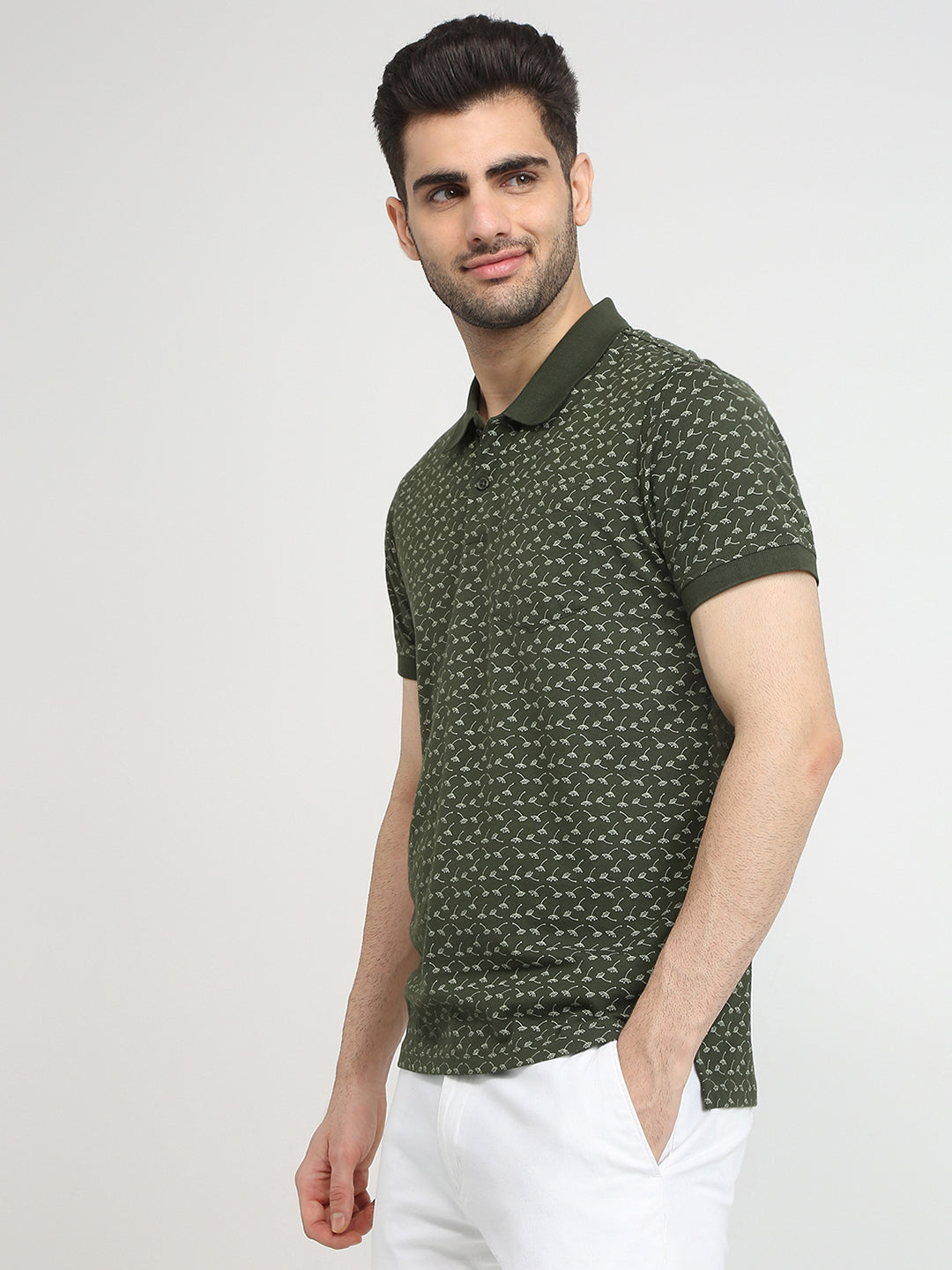 Parx Men Green Printed Regular Fit Cotton Blend T-Shirt
