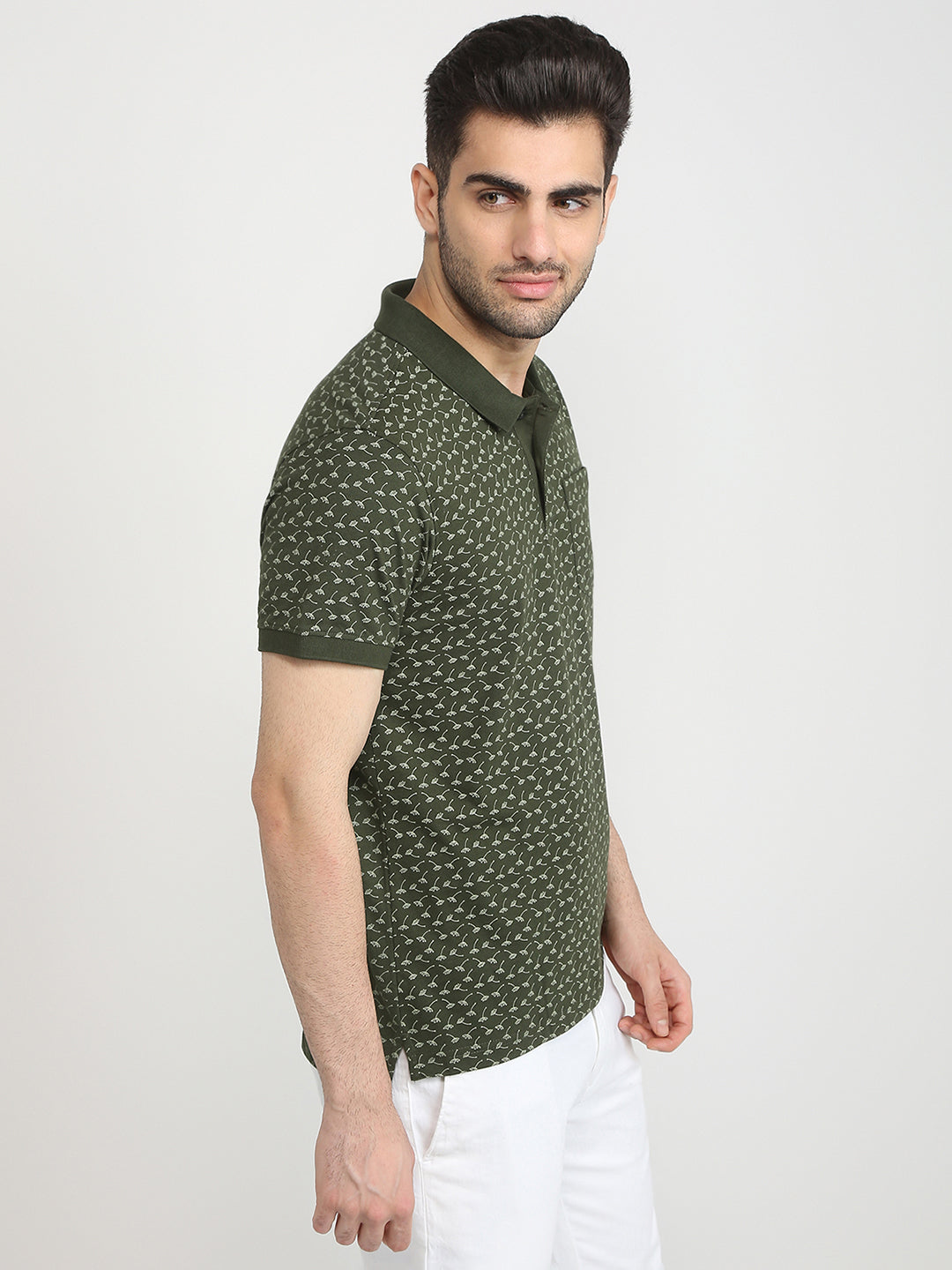 Parx Men Green Printed Regular Fit Cotton Blend T-Shirt