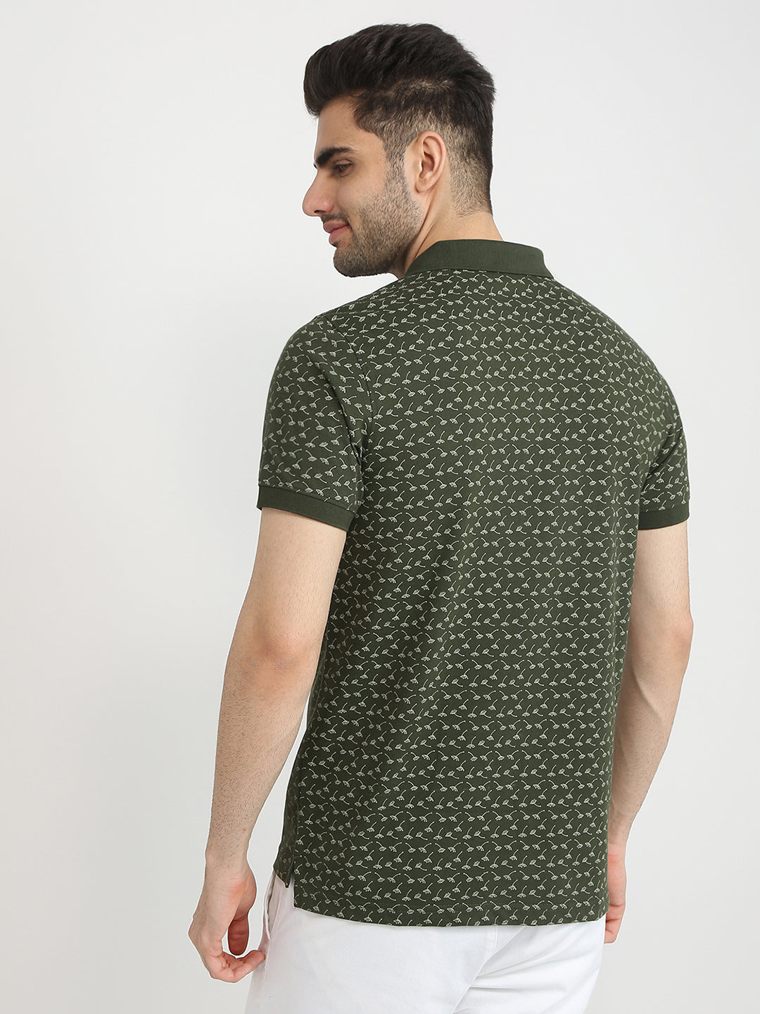 Parx Men Green Printed Regular Fit Cotton Blend T-Shirt