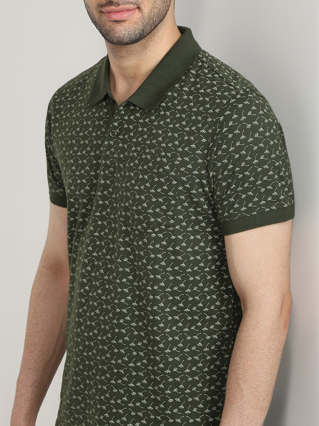 Parx Men Green Printed Regular Fit Cotton Blend T-Shirt