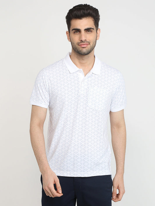 Parx Men White Printed Regular Fit Cotton Blend T-Shirt