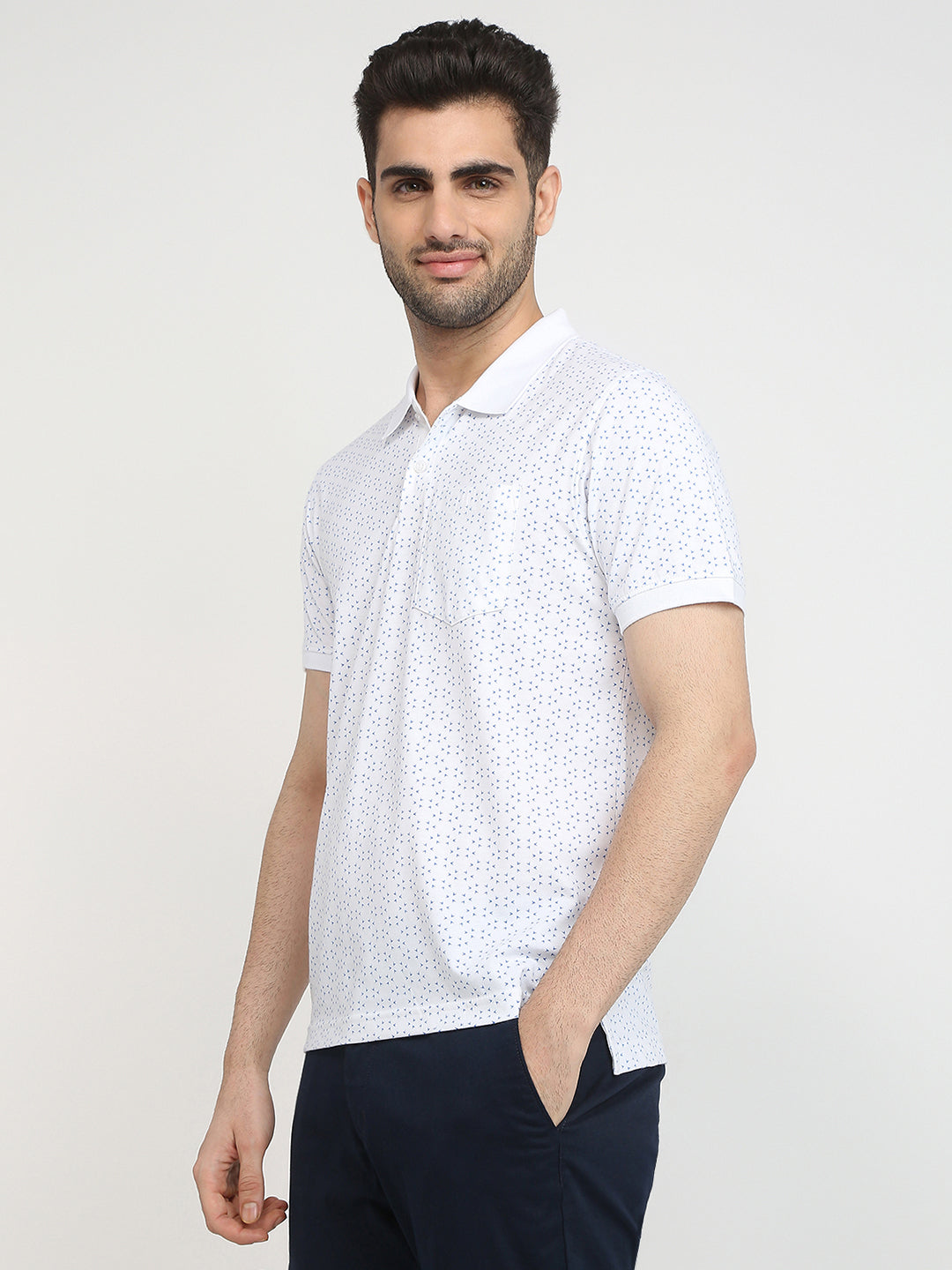 Parx Men White Printed Regular Fit Cotton Blend T-Shirt