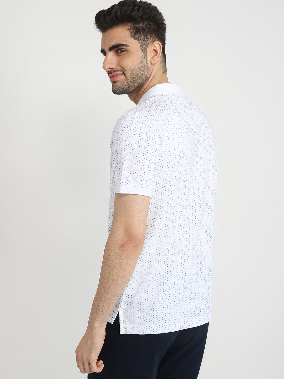 Parx Men White Printed Regular Fit Cotton Blend T-Shirt