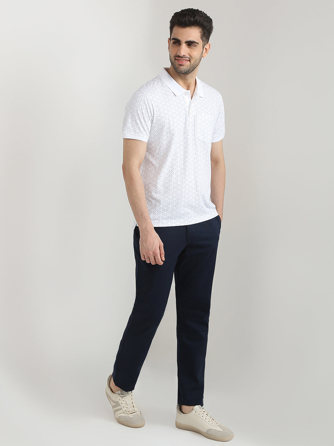 Parx Men White Printed Regular Fit Cotton Blend T-Shirt