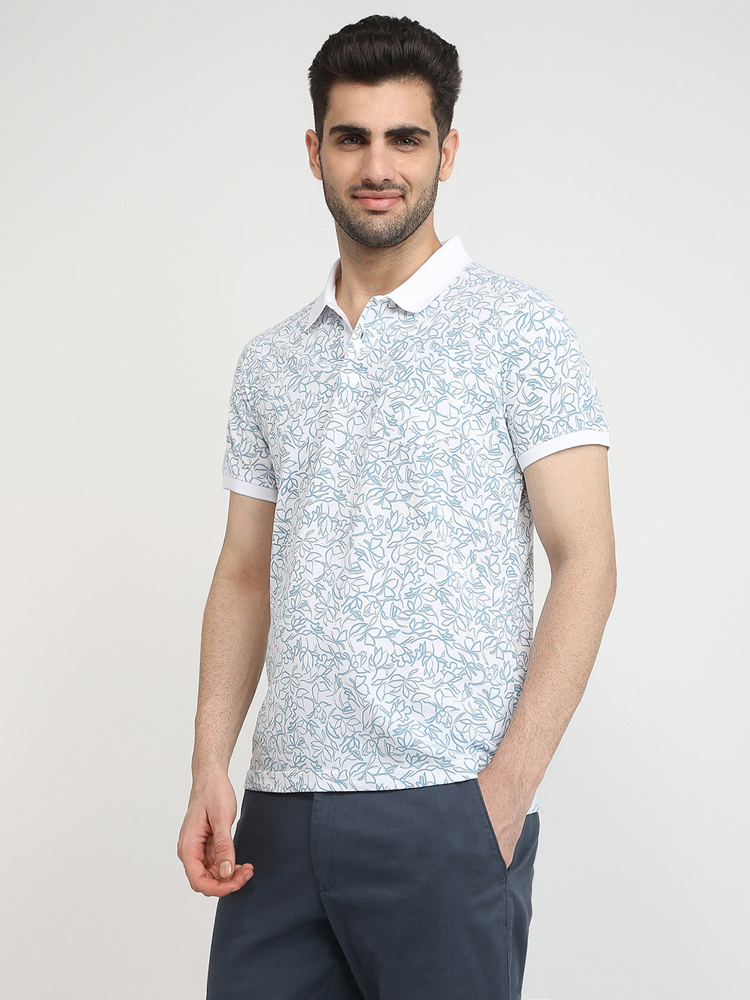 Parx Men White Printed Regular Fit Cotton Blend T-Shirt