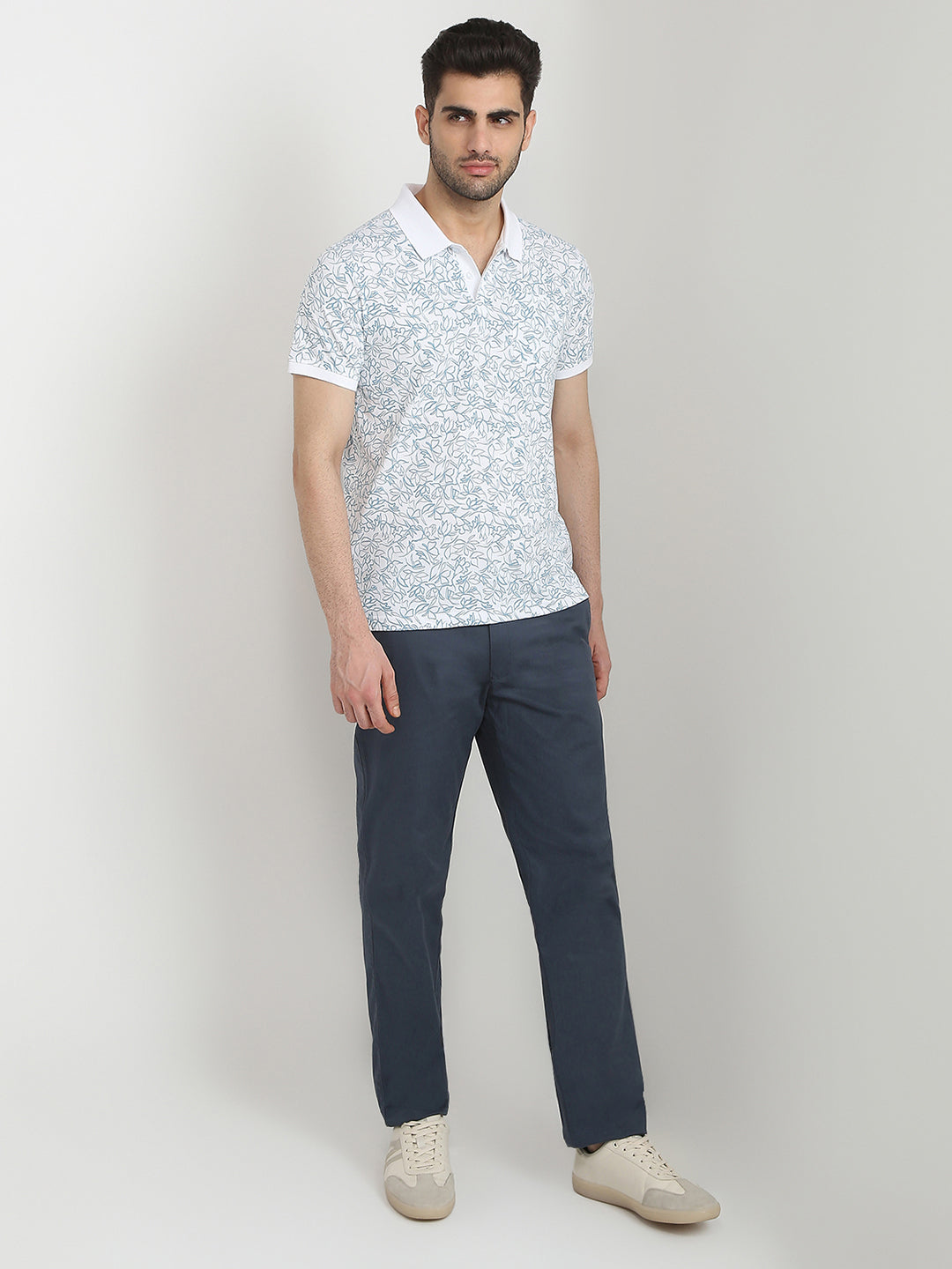 Parx Men White Printed Regular Fit Cotton Blend T-Shirt