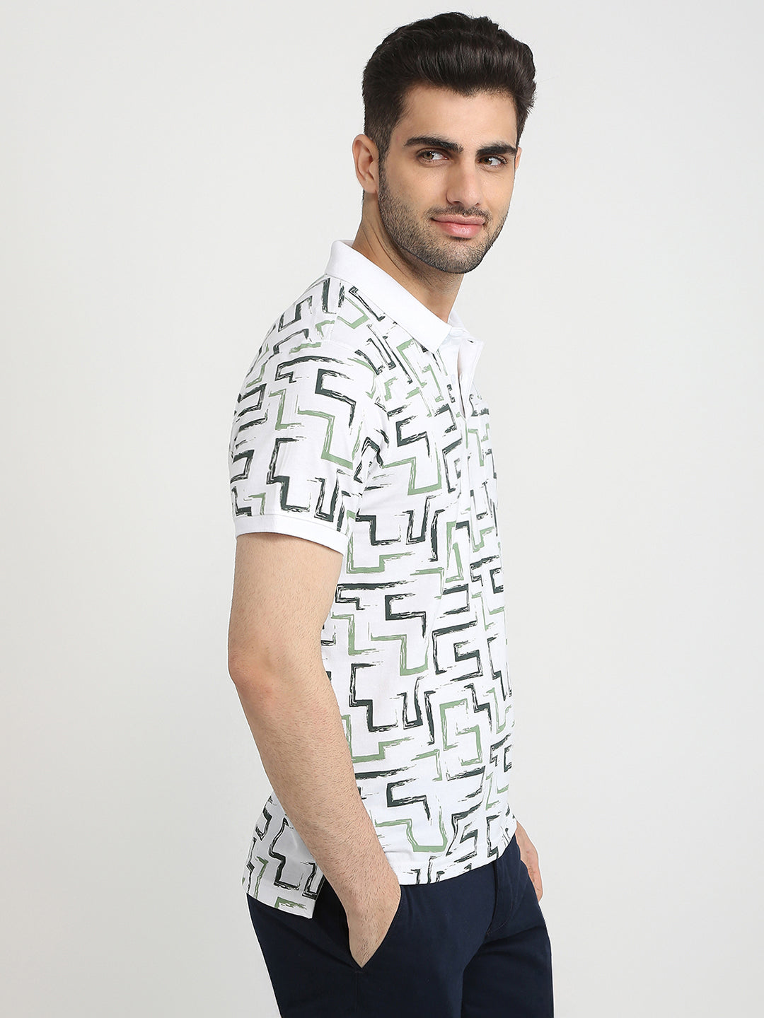 Parx Men White Printed Regular Fit Cotton Blend T-Shirt