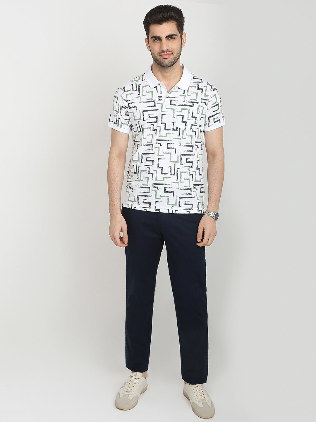 Parx Men White Printed Regular Fit Cotton Blend T-Shirt