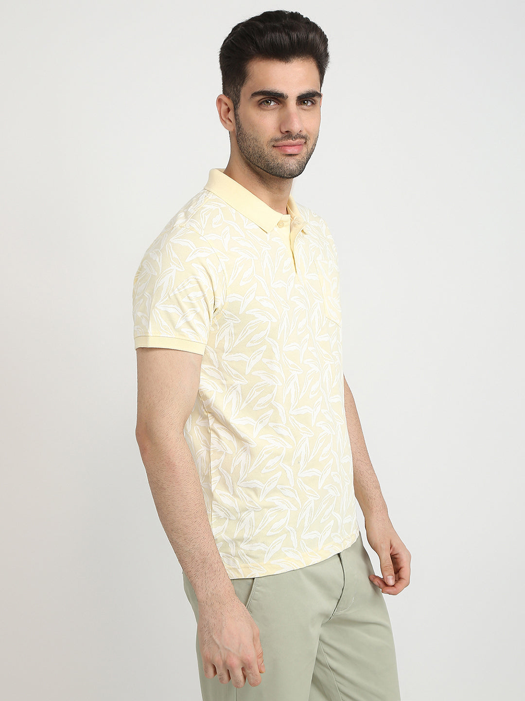 Parx Men Yellow Printed Regular Fit Cotton Blend T-Shirt
