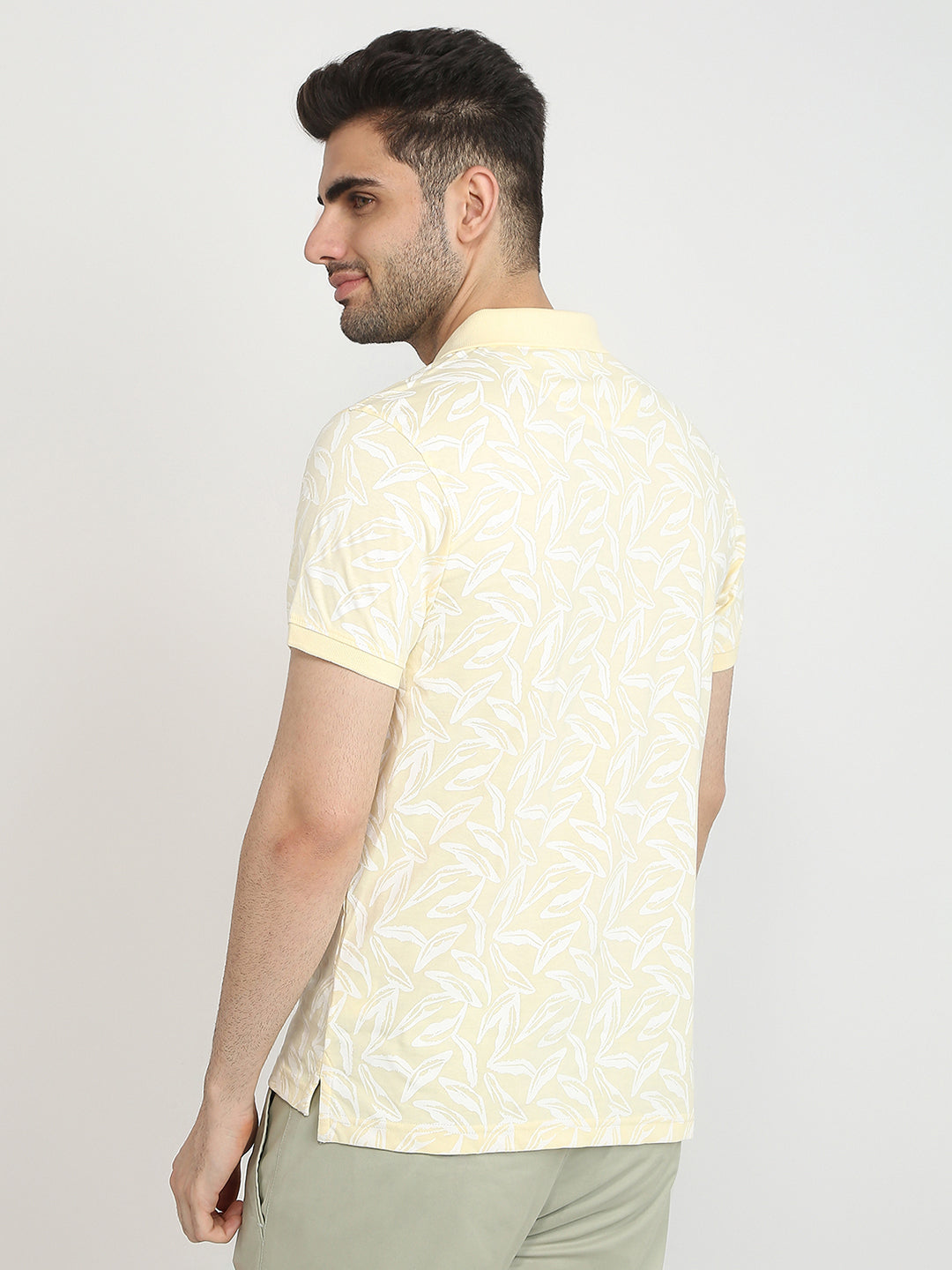 Parx Men Yellow Printed Regular Fit Cotton Blend T-Shirt