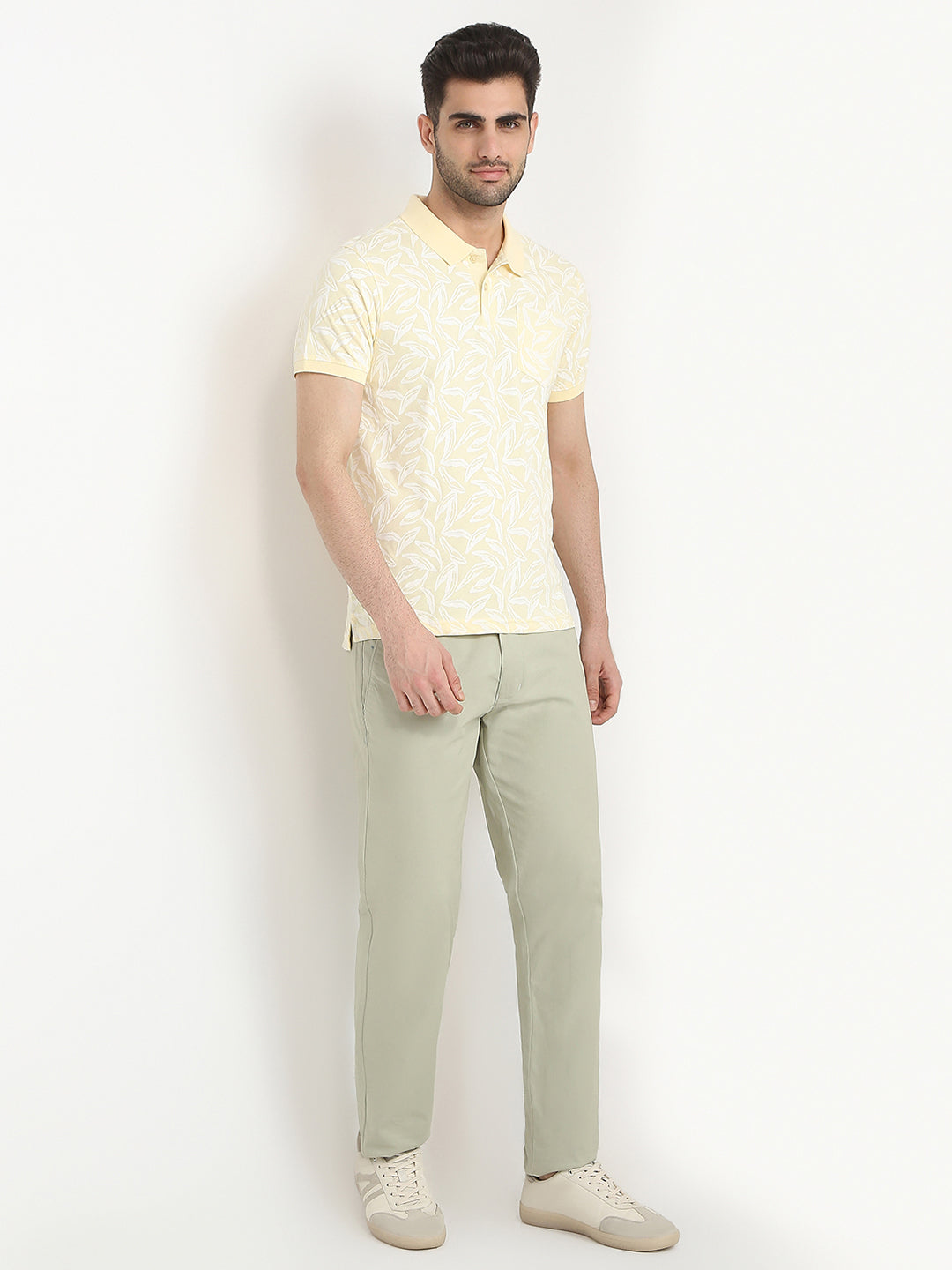 Parx Men Yellow Printed Regular Fit Cotton Blend T-Shirt