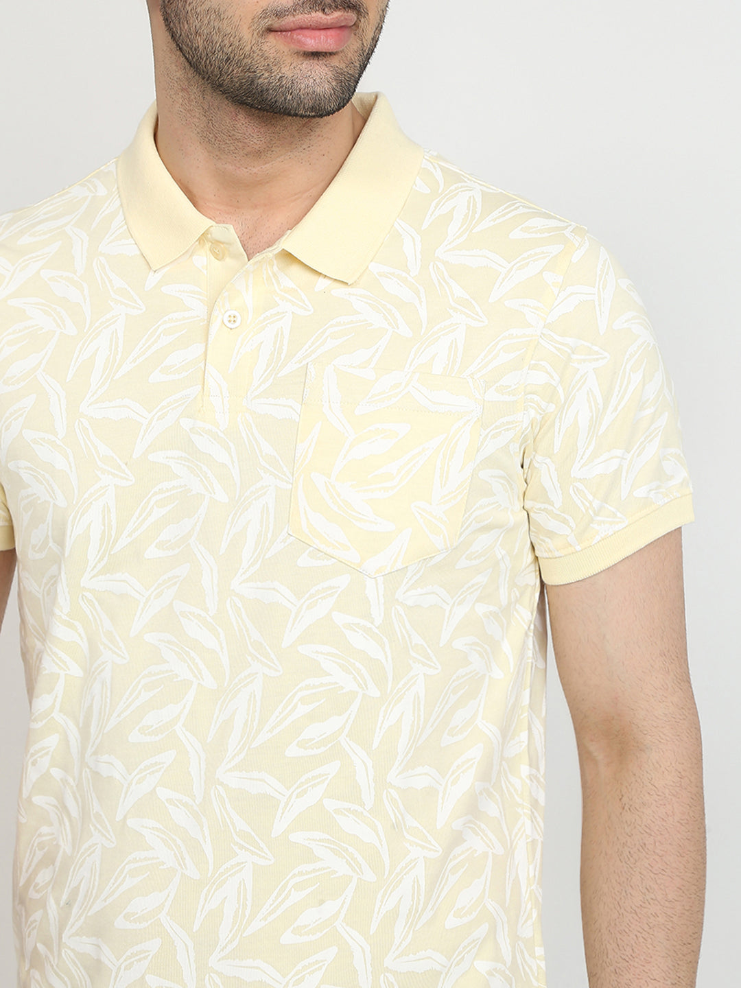 Parx Men Yellow Printed Regular Fit Cotton Blend T-Shirt