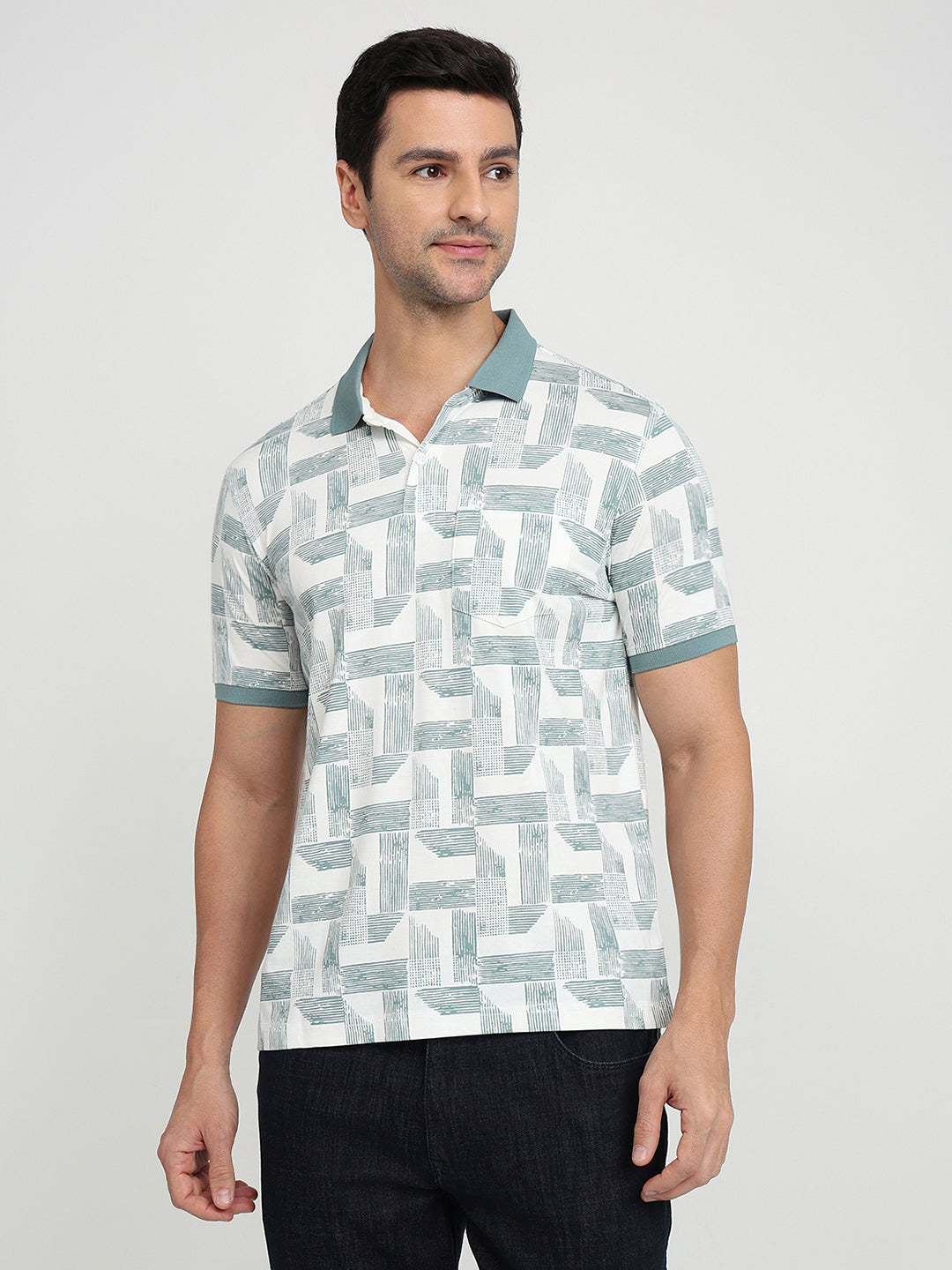 Parx Men Green Printed Regular Fit Rayon Blend Half Sleeve T-Shirt