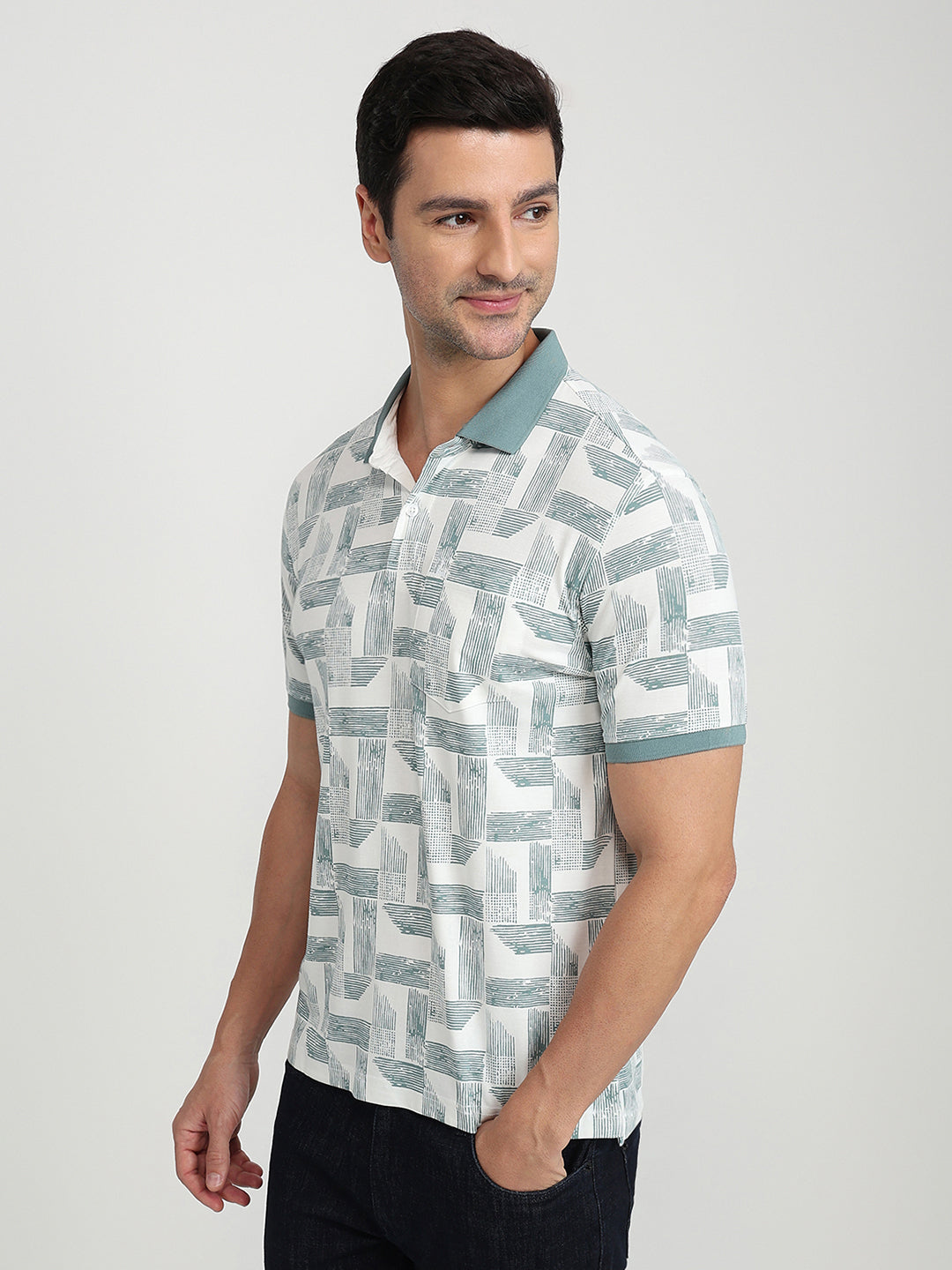 Parx Men Green Printed Regular Fit Rayon Blend Half Sleeve T-Shirt