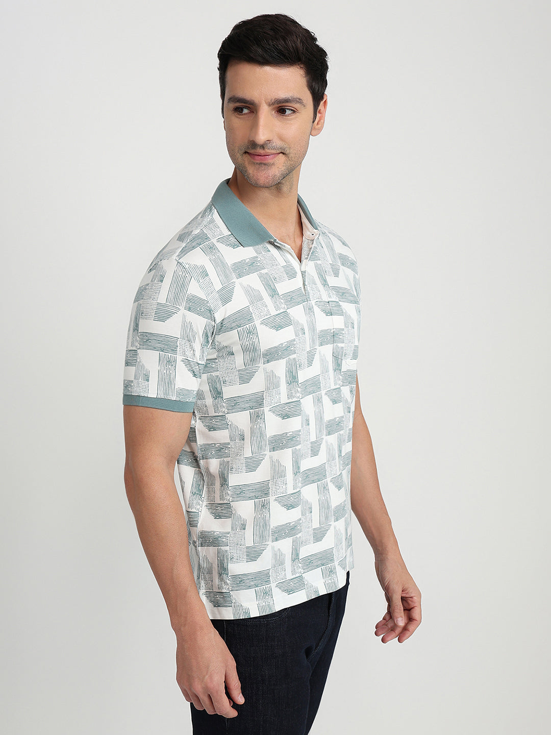 Parx Men Green Printed Regular Fit Rayon Blend Half Sleeve T-Shirt