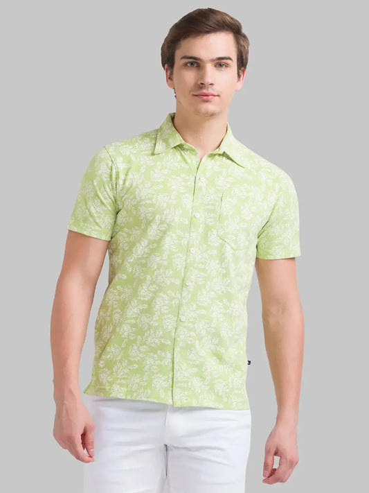 Men Green Regular Fit Print Cotton T-Shirt