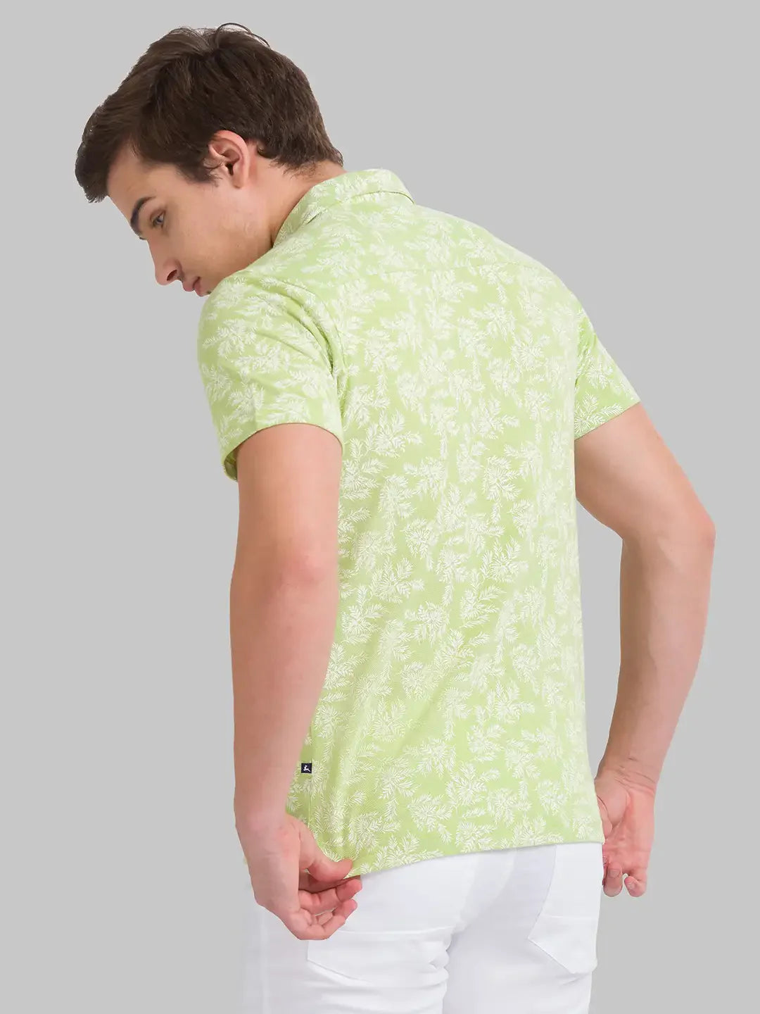 Men Green Regular Fit Print Cotton T-Shirt