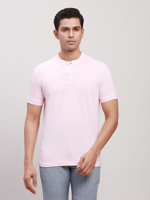 Parx Men Red Regular Fit Solid Contrast Neck T-Shirt