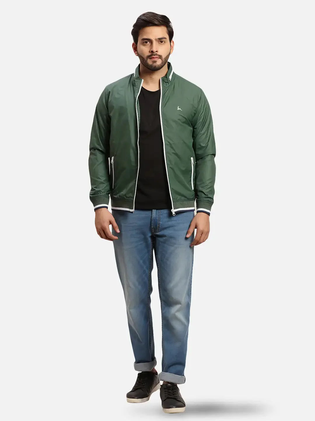 Parx Men Green Solid Polyester Full Sleeve Jacket