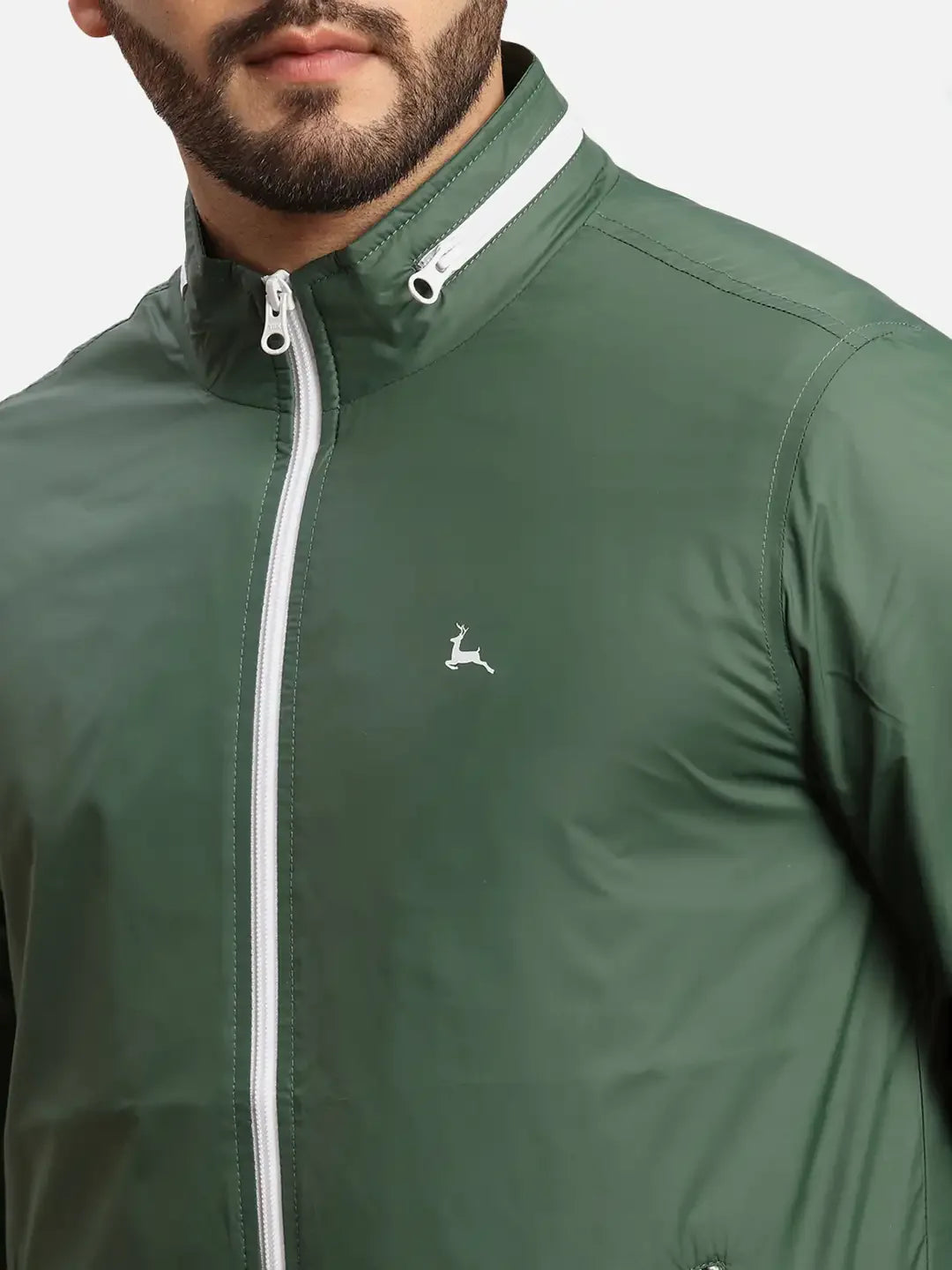 Parx Men Green Solid Polyester Full Sleeve Jacket