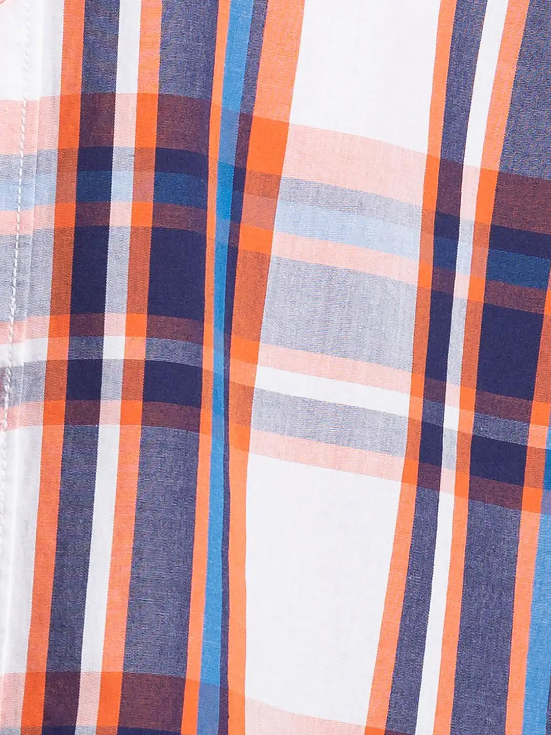 Parx Men Orange Checks Slim Fit Cotton Full Sleeve Shirts