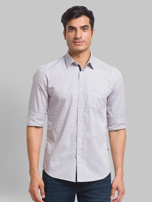 Parx Men Green Printed Slim Fit Cotton Casual Shirt