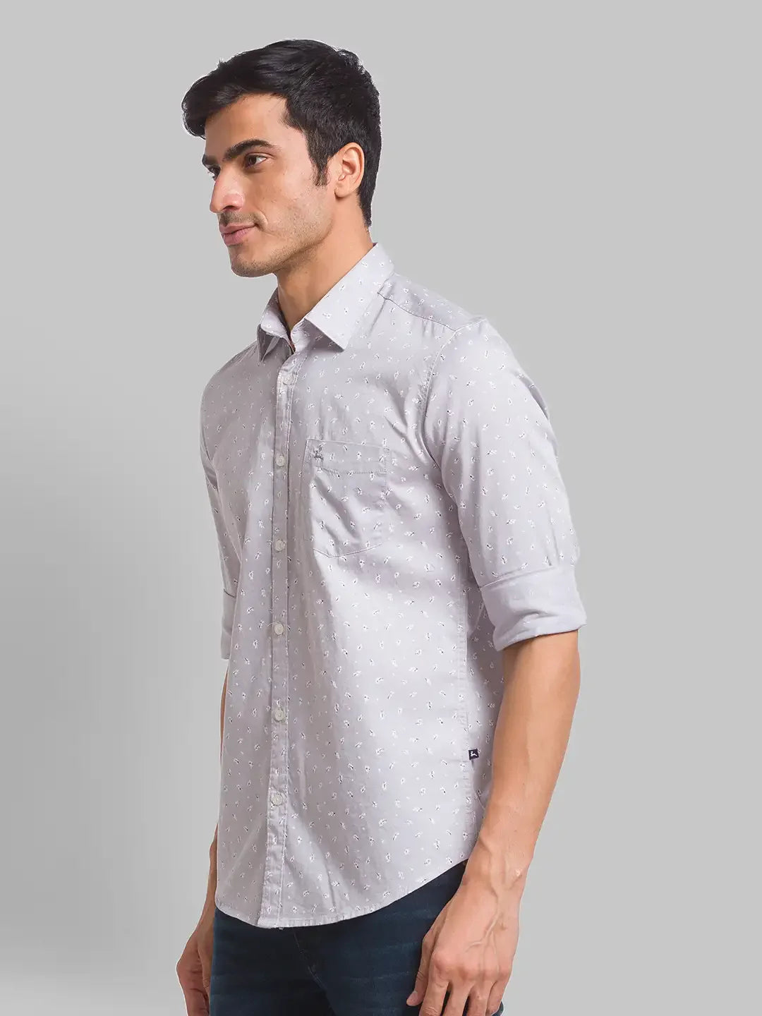 Parx Men Green Printed Slim Fit Cotton Casual Shirt