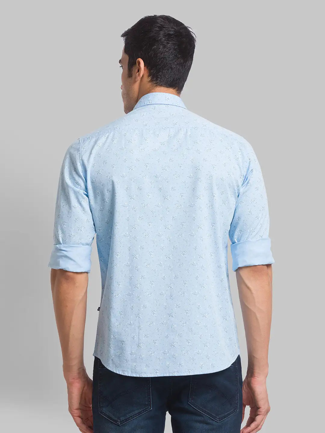 Men Blue Slim Fit Print Cotton Full Sleeve Shirts