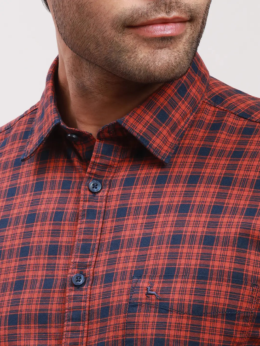 Parx Men Red Checks Slim Fit Cotton Full Sleeve Shirts
