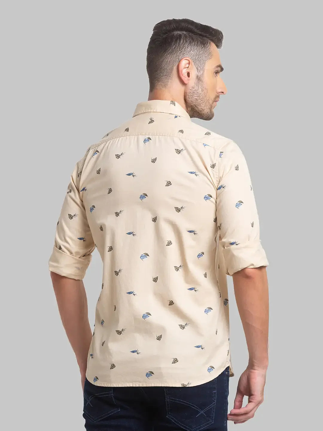 Men Fawn Slim Fit Print Cotton Full Sleeve Shirts