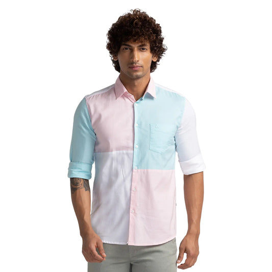 Parx Men Pink Solid Slim Fit Cotton Casual Shirt