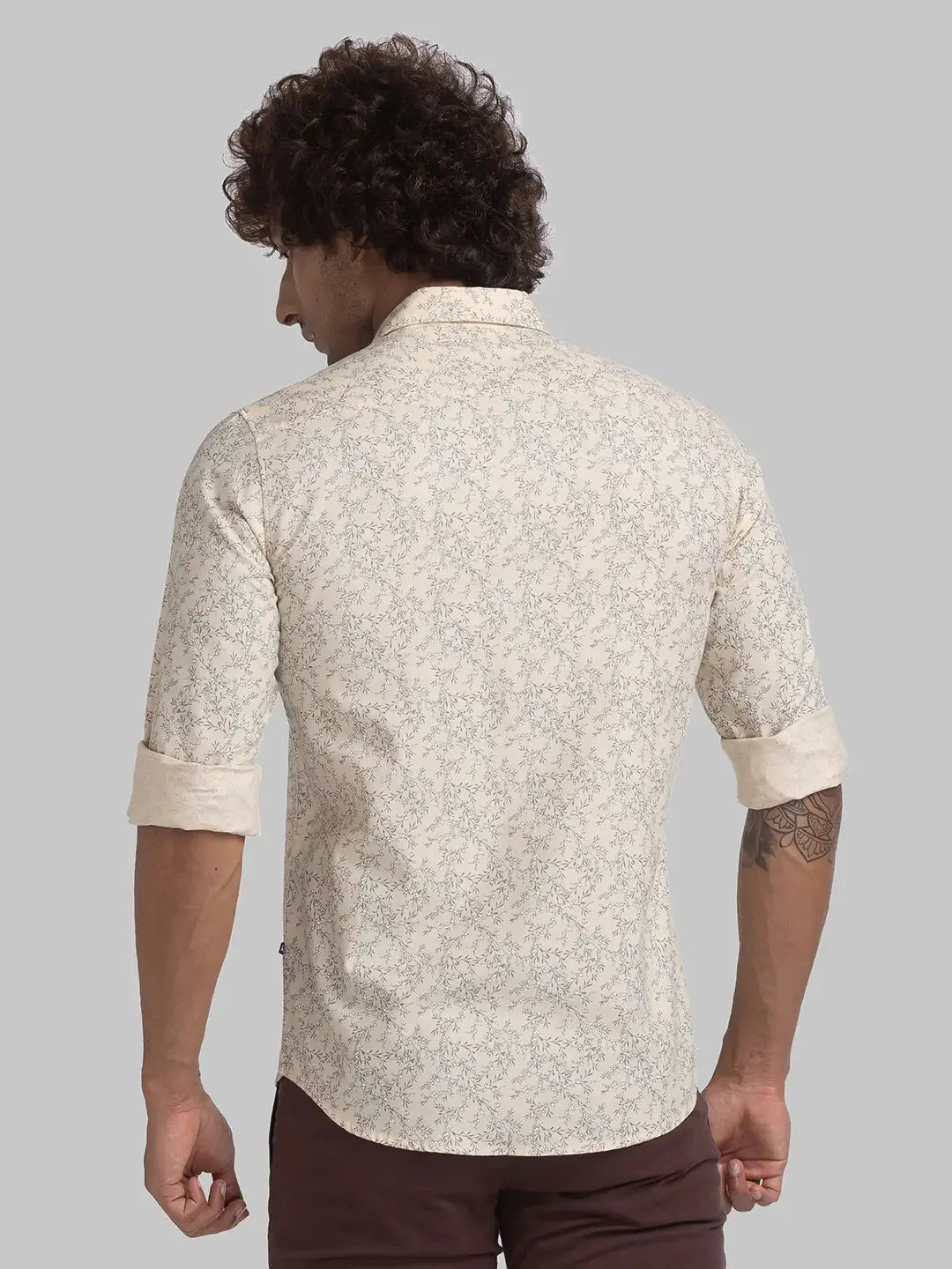 Parx Men Brown Printed Slim Fit Cotton Casual Shirt