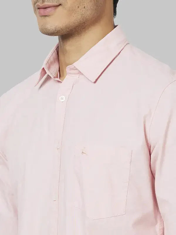 Parx Men Pink Solid Slim Fit Cotton Casual Shirt
