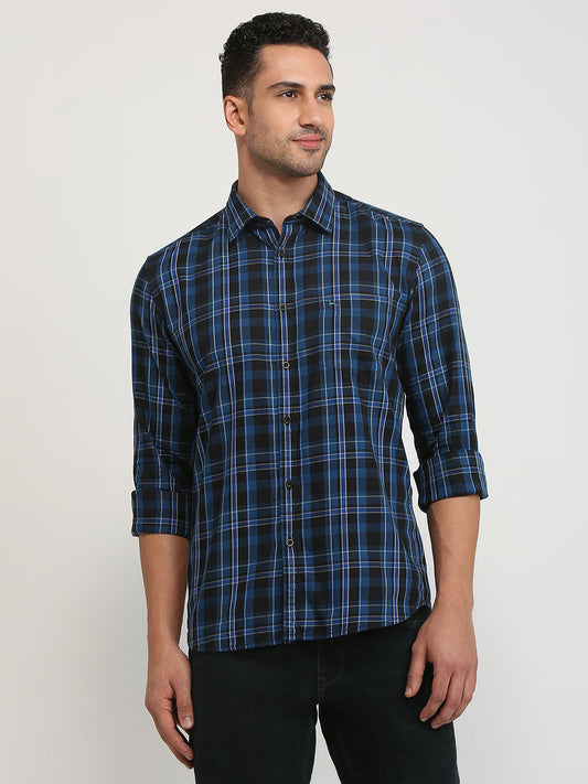 Parx Men Green Checks Slim Fit Cotton Casual Shirt