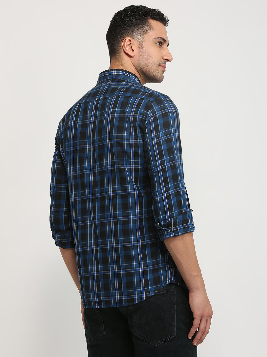 Parx Men Green Checks Slim Fit Cotton Casual Shirt