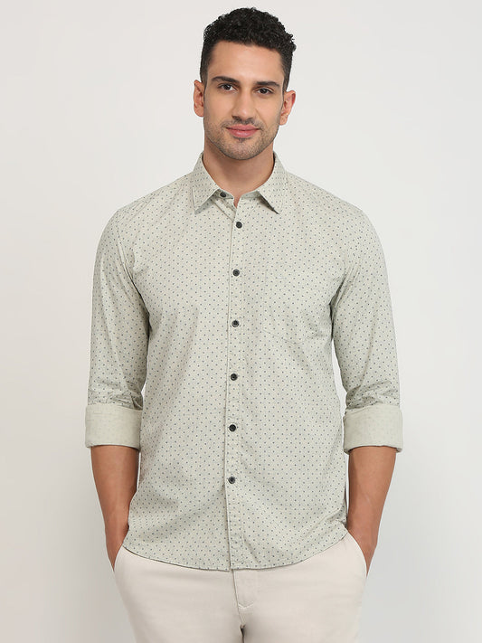 Parx Men Brown Printed Slim Fit Cotton Casual Shirt