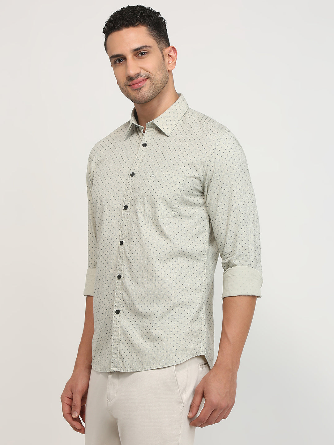 Parx Men Brown Printed Slim Fit Cotton Casual Shirt