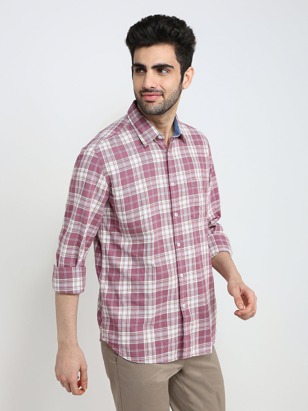 Parx Men Red Checks Slim Fit Cotton Full Sleeve Casual Shirt