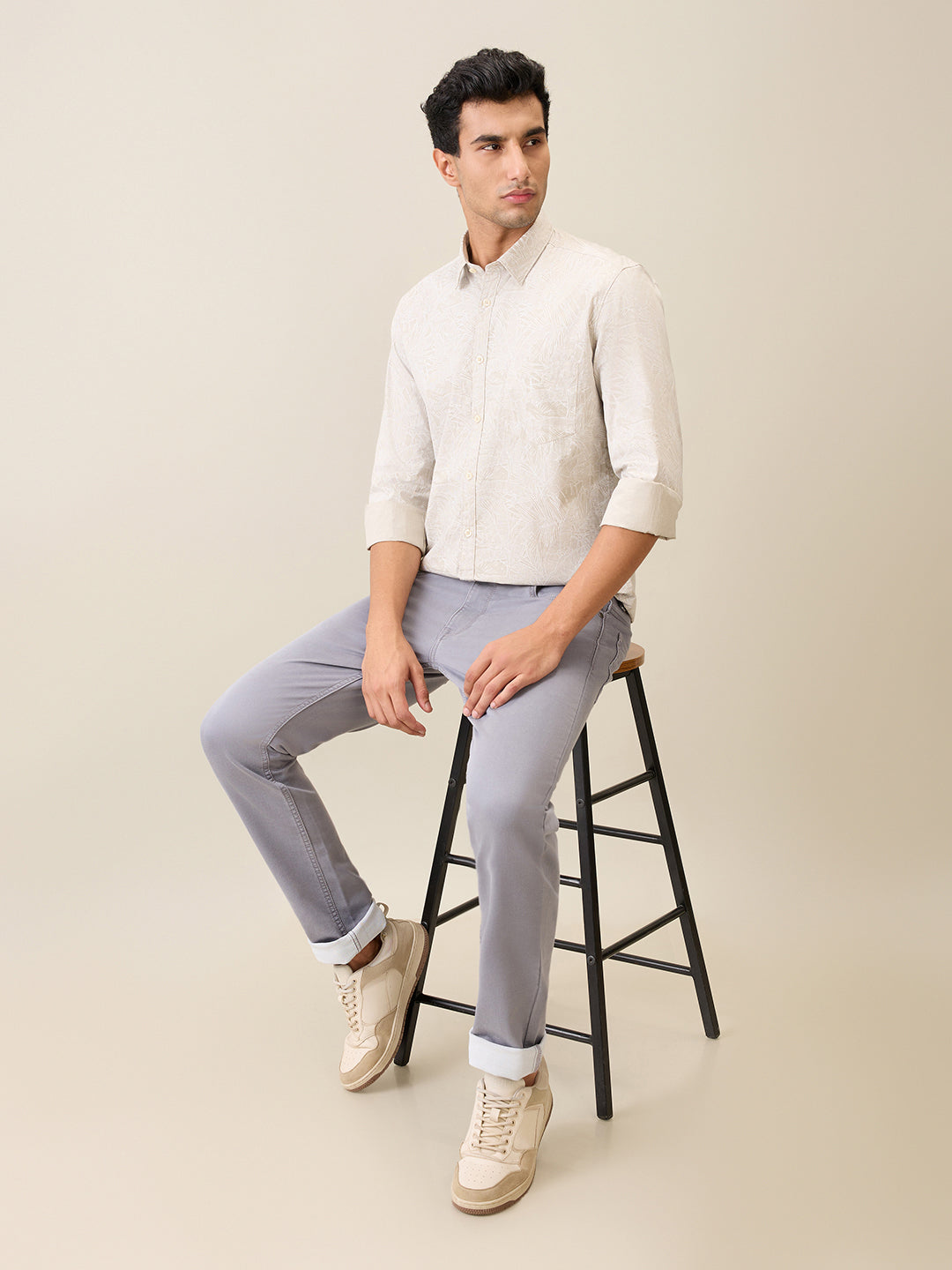 Parx Men Brown Printed Slim Fit Cotton Casual Shirt