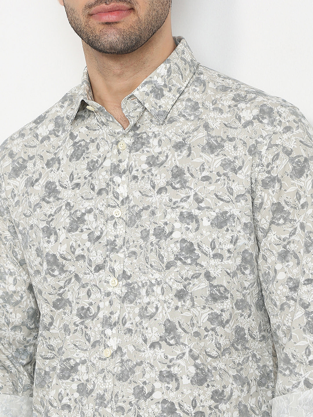 Parx Men Brown Printed Slim Fit Cotton Casual Shirt