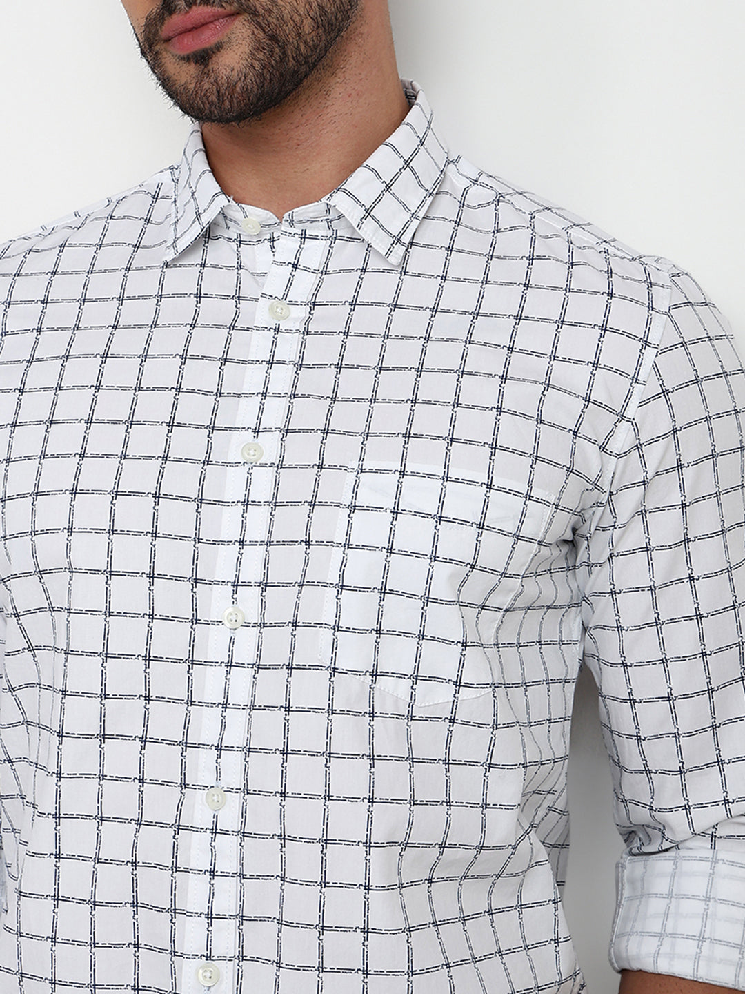 Parx Men White Printed Slim Fit Cotton Casual Shirt