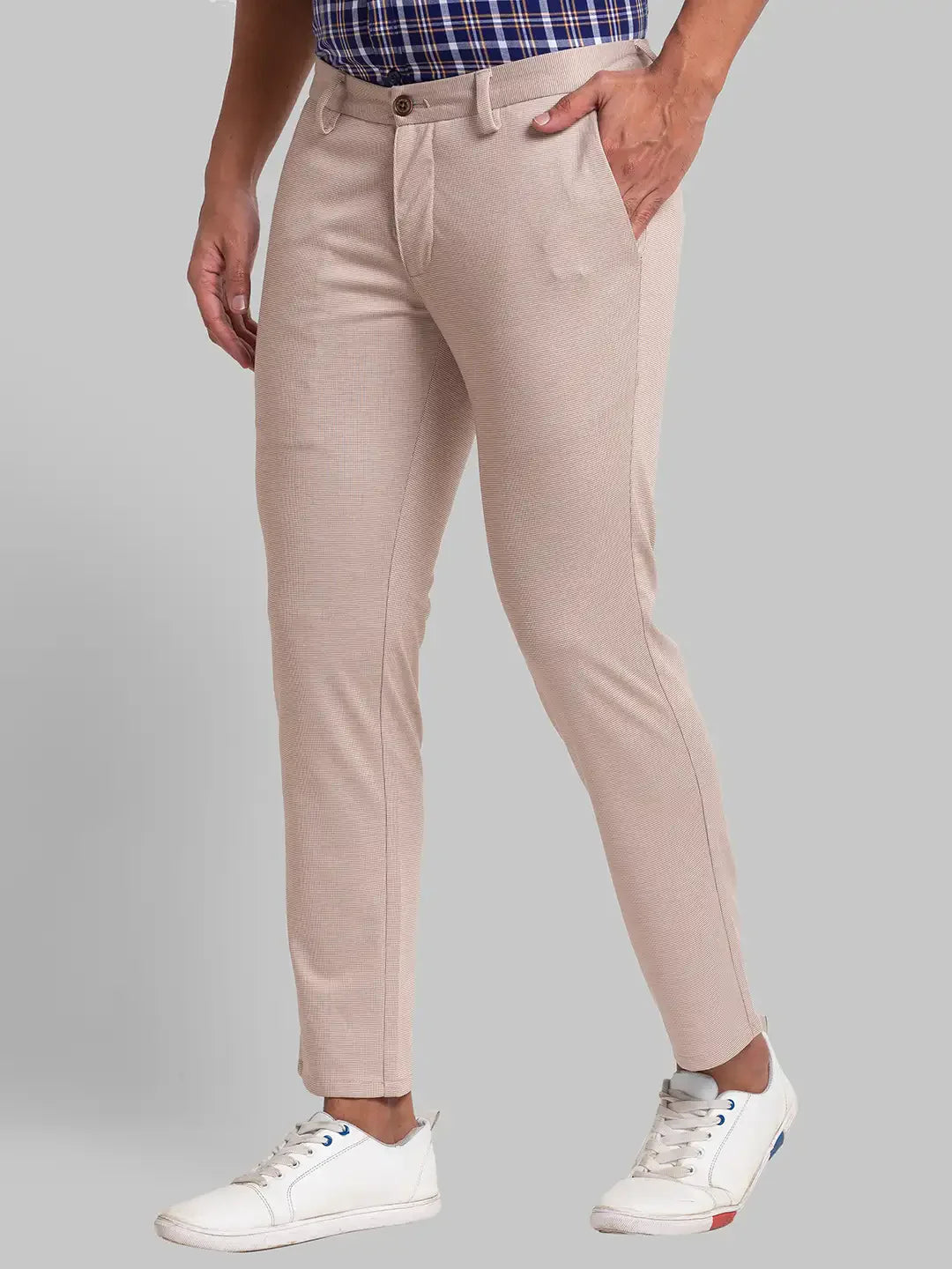 Men Brown Super Slim Fit Solid Terylene Blend Trouser