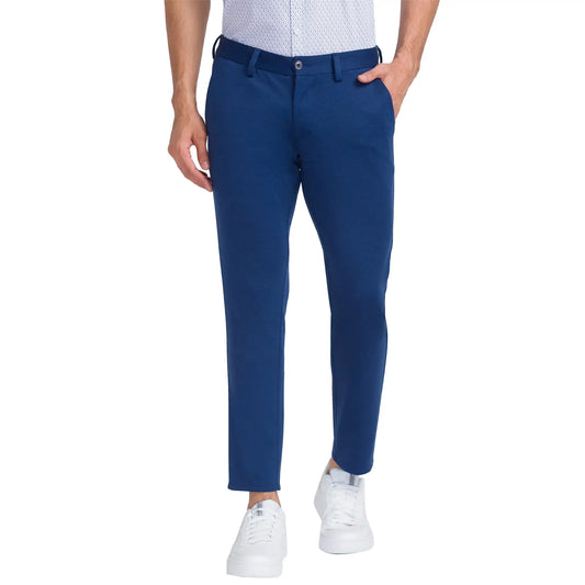 Men Blue Super Slim Fit Solid Terylene Blend Trouser