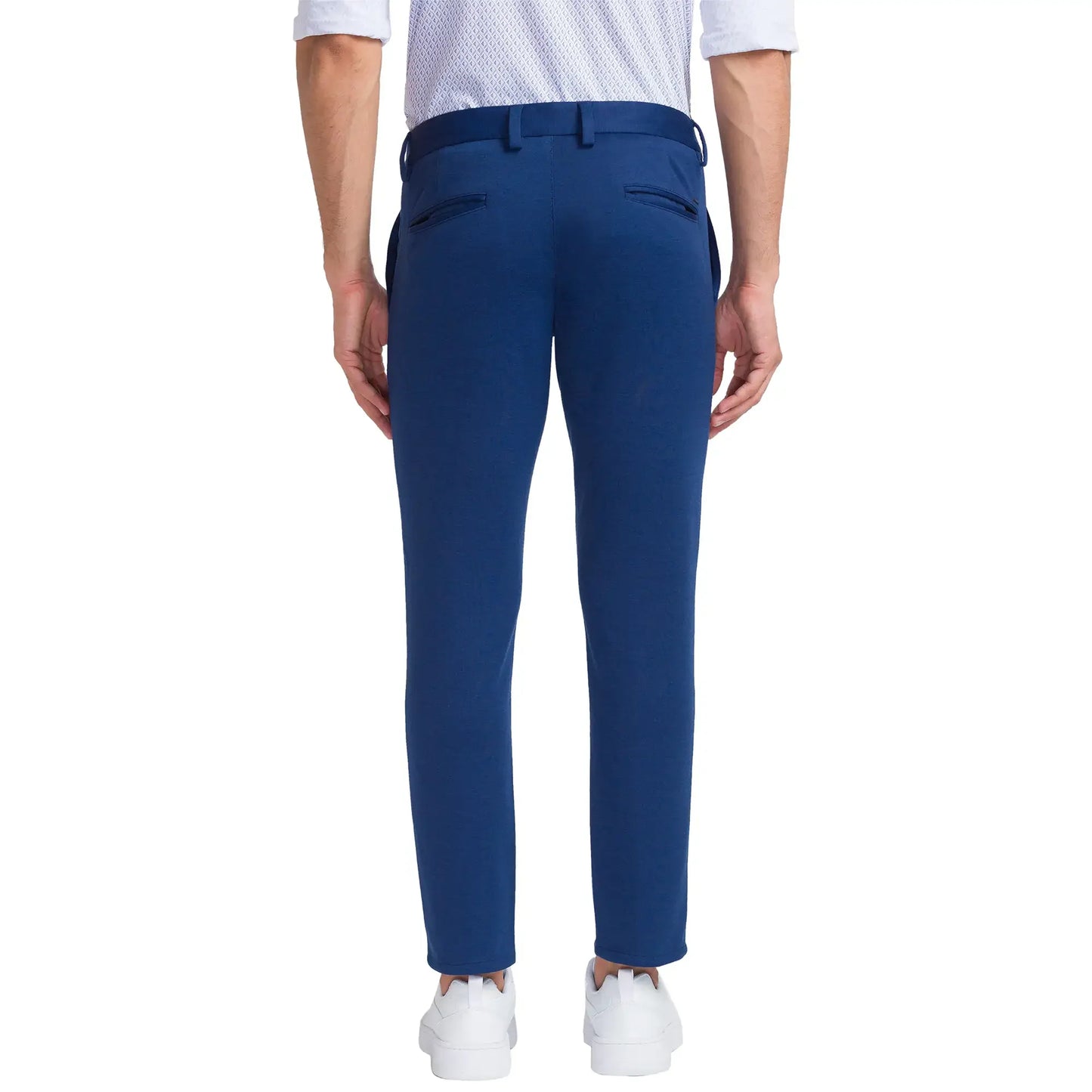 Men Blue Super Slim Fit Solid Terylene Blend Trouser