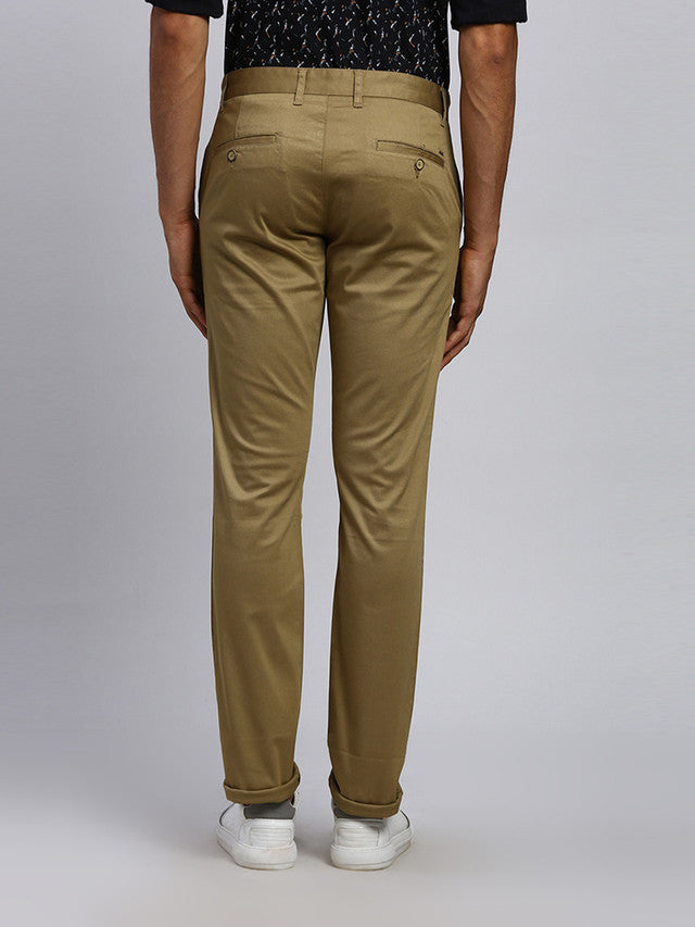 Parx Men Brown Solid Tapered Fit Trouser