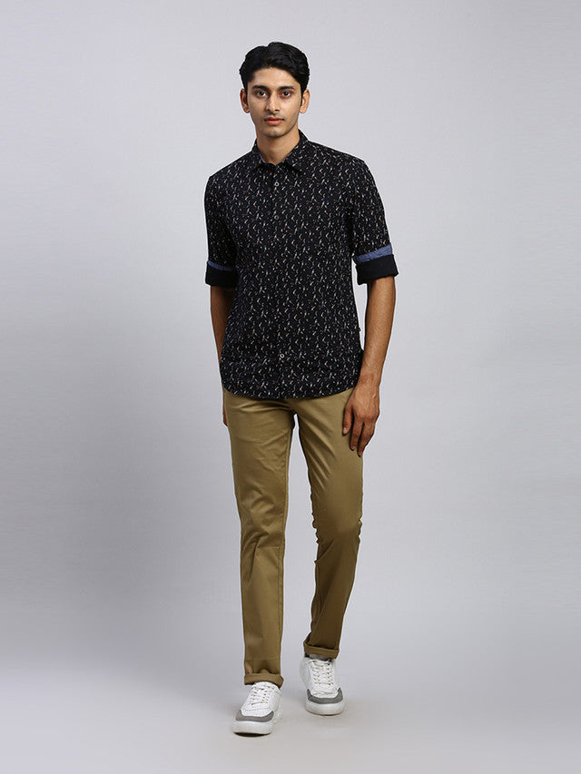 Parx Men Brown Solid Tapered Fit Trouser