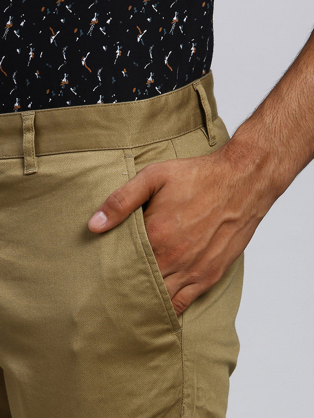 Parx Men Brown Solid Tapered Fit Trouser