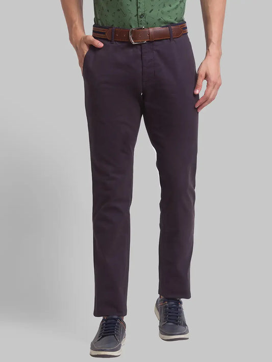 Men Grey Lrt Fit Solid Cotton Blend Trouser
