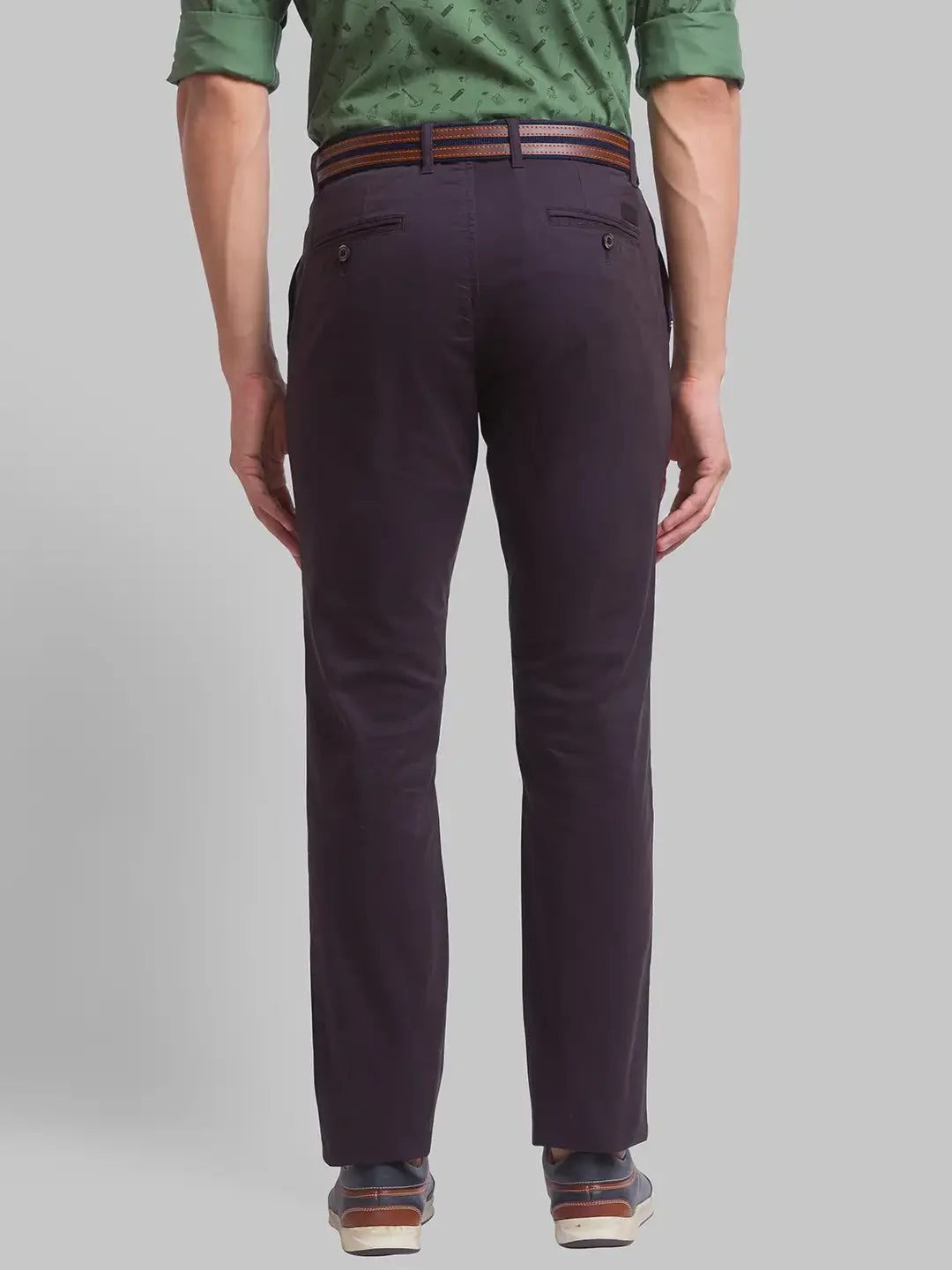 Men Grey Lrt Fit Solid Cotton Blend Trouser
